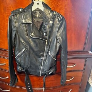 Aqua Leather Jacket; size S